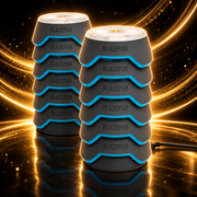 Deux piles de six modules BlazePod sur leurs socles