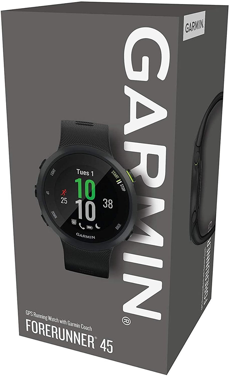 Garmin - Forerunner 45 - Montre de course à pied avec prise en charge des programmes d'entraînement Garmin Coach - Large, Noir