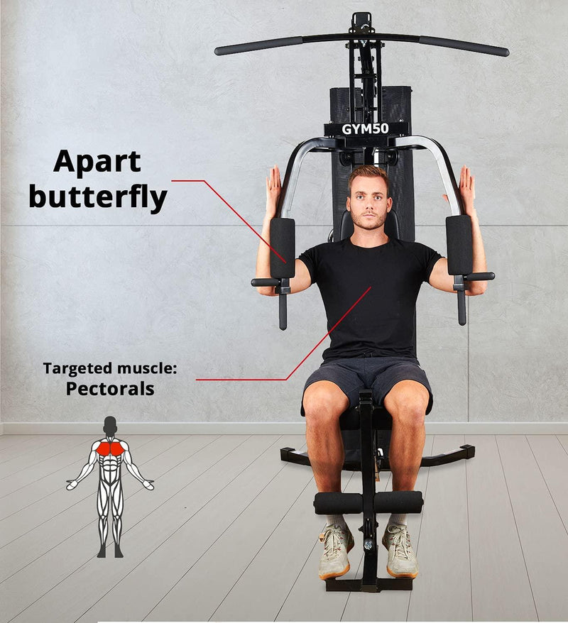 Care - Gym 50 - Presse de Musculation - Station de Développement Musculaire Multifonction - Travail des Muscles Pectoraux, Dorsaux, Bras, Cuisses.