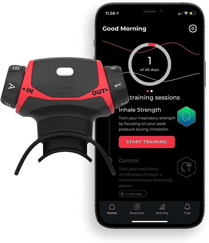 Airofit Pro Appareil d'Entraînement Respiratoire + Application Virtual Breathing Coach | Améliore: capacités pulmonaires et Performances physiques | Entraîneur Musculaire pour athlètes et Tous - LUXING SPORT