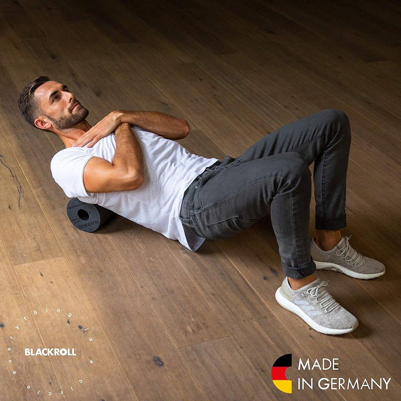 BLACKROLL® STANDARD Rouleau pour Fascia Original (30 x 15 cm), Rouleau de fitness pour automassage du dos et des jambes, Efficace pour l´entrainement fonctionnel, dureté moyenne, Fabriqué en Allemagne - LUXING SPORT