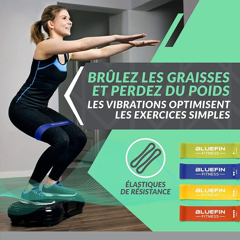 BLUEFIN FITNESS : Plateforme Vibrante Ultra Slim novelle technologie pour SCULPTEZ & TONIFIEZ VOS MUSCLES - SOLUTION FITNESS À DOMICILE COMPLETE -- - LUXING SPORT