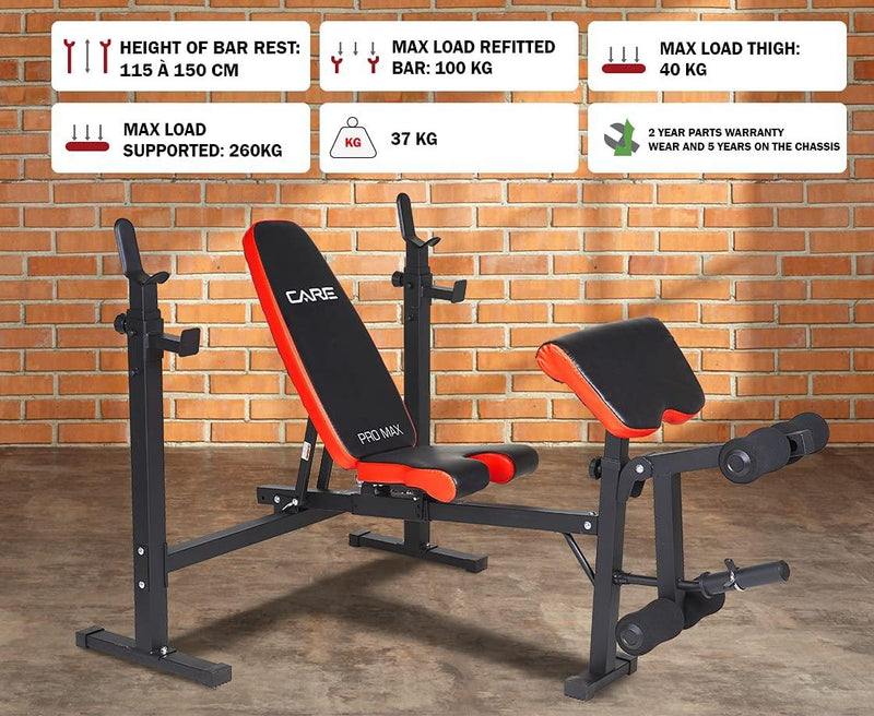 CARE FITNESS Banc de Musculation - Pro Max - LUXING SPORT