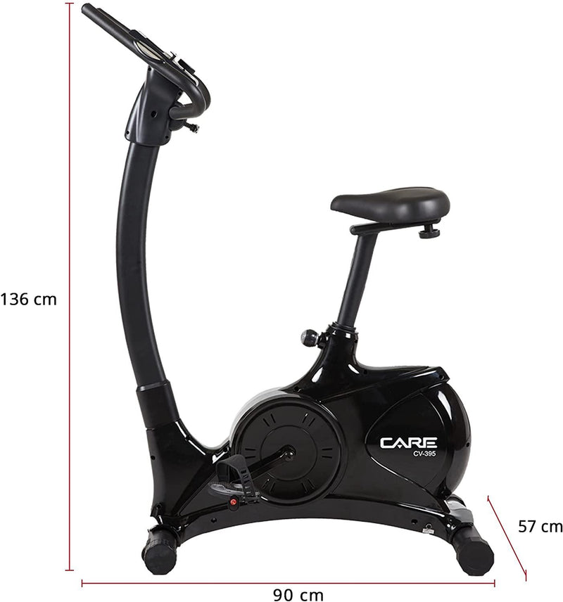 CARE FITNESS - Vélo d'Appartement Motorisé CV-395 - Vélo Droit 24 Programmes d'Entraînement - Masse d'Inertie 12kg - Résistances Magnétique Motorisée - Connectivité Application Mobile/Kinomap - LUXING SPORT