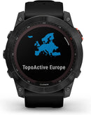 Garmin - fenix 7X, Solar - Montres GPS multisports connectée haute performance - Gray avec bracelet noir – Boitier 51 mm - LUXING SPORT