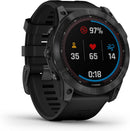 Garmin - fenix 7X, Solar - Montres GPS multisports connectée haute performance - Gray avec bracelet noir – Boitier 51 mm - LUXING SPORT