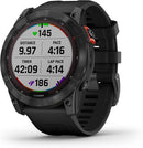Garmin - fenix 7X, Solar - Montres GPS multisports connectée haute performance - Gray avec bracelet noir – Boitier 51 mm - LUXING SPORT