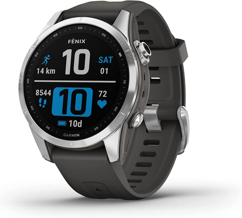 Garmin - fenix 7X, Solar - Montres GPS multisports connectée haute performance - Gray avec bracelet noir – Boitier 51 mm - LUXING SPORT