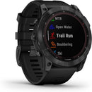 Garmin - fenix 7X, Solar - Montres GPS multisports connectée haute performance - Gray avec bracelet noir – Boitier 51 mm - LUXING SPORT