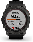 Garmin - fenix 7X, Solar - Montres GPS multisports connectée haute performance - Gray avec bracelet noir – Boitier 51 mm - LUXING SPORT