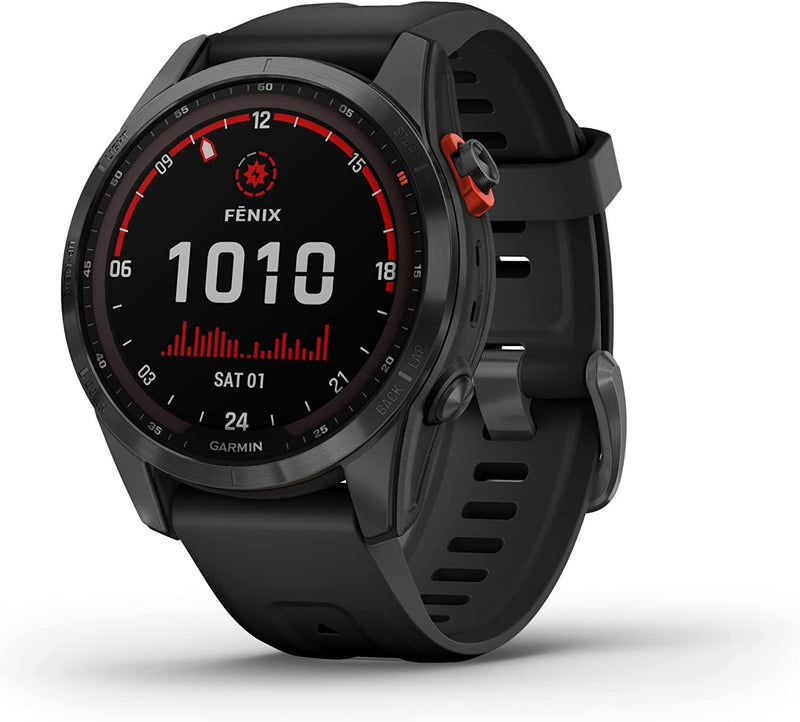 Garmin - fenix 7X, Solar - Montres GPS multisports connectée haute performance - Gray avec bracelet noir – Boitier 51 mm - LUXING SPORT