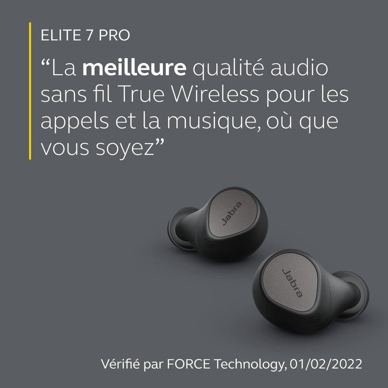 Jabra Elite 7 Pro Écouteurs Bluetooth intra auriculaires - Écouteurs à réduction de bruit active réglable True Wireless - Design compact - Jabra MultiSensor Voice pour des appels clairs - Noir titane - LUXING SPORT
