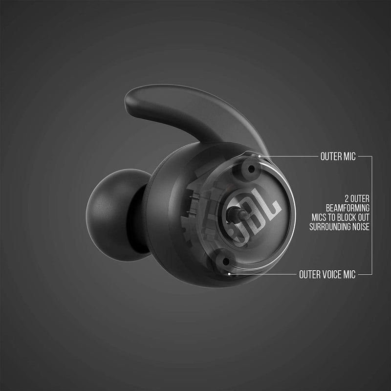 JBL Reflect Mini NC TWS – Écouteurs de sport bluetooth sans fil à Réduction de Bruit et étui de recharge – Étanches à l’eau – Autonomie des écouteurs 7 hrs ; + 14 hrs avec l’étui – Noir - LUXING SPORT
