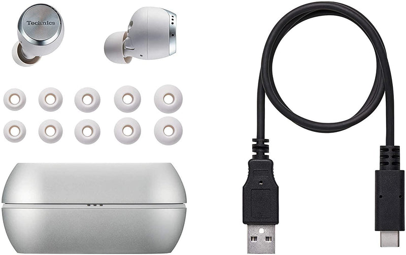 Technics Ecouteurs true wireless EAH-AZ70WE-S I HP 10mm Double réduction de bruits Bluetooth Touch sensor Charge rapide Activation assistant vocal IPX4 silver - Version Française - LUXING SPORT